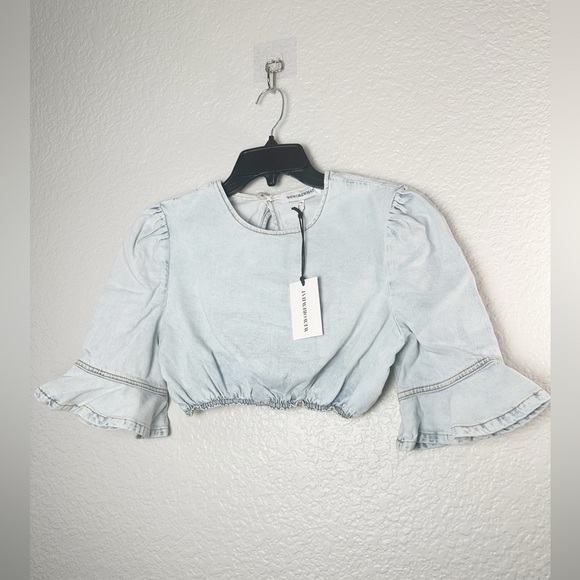 NWT Revolve WeWoreWhat Cropped Denim Top and Cut Out Skirt - Picture 7 of 10
